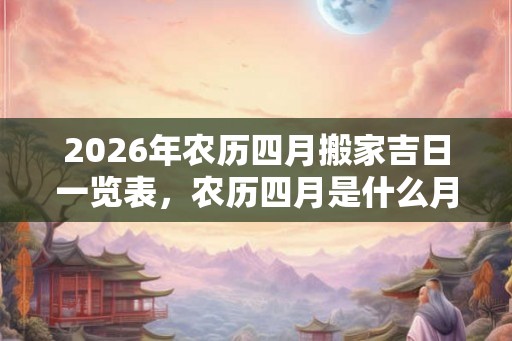2026年农历四月搬家吉日一览表，农历四月是什么月？