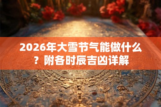 2026年大雪节气能做什么?附各时辰吉凶详解 2026年大雪节气能做什么?附各时辰吉凶详解