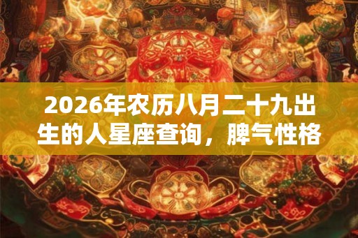 2026年农历八月二十九出生的人星座查询，脾气性格有什么特征？