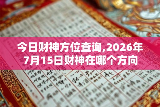 今日财神方位查询,2026年7月15日财神在哪个方向
