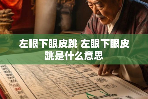 左眼下眼皮跳 左眼下眼皮跳是什么意思