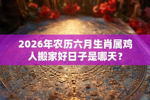 2026年农历六月生肖属鸡人搬家好日子是哪天？
