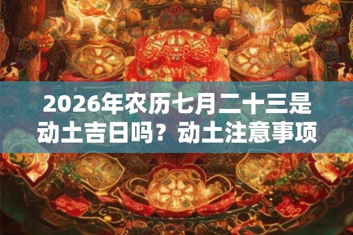 2026年农历七月二十三是动土吉日吗？动土注意事项？