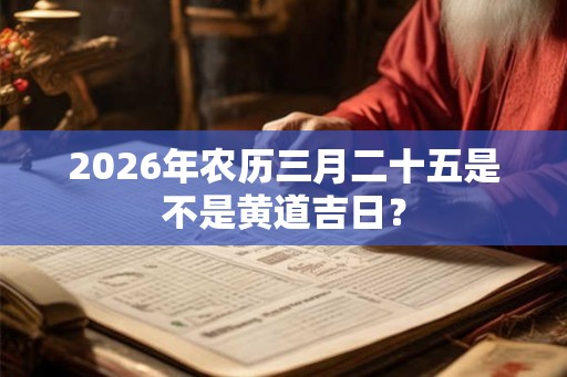 2026年农历三月二十五是不是黄道吉日？