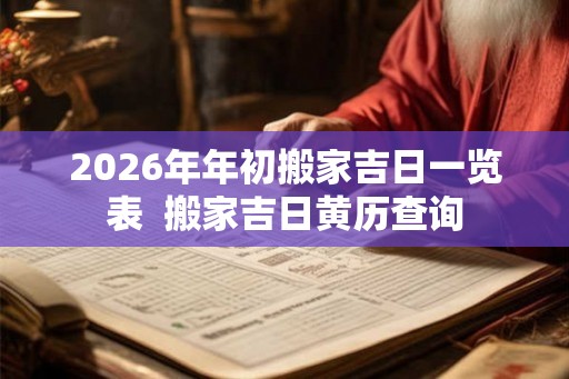 2026年年初搬家吉日一览表 搬家吉日黄历查询 2026年年初搬家吉日一览表 搬家吉日黄历查询