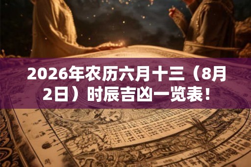 2026年农历六月十三(8月2日)时辰吉凶一览表! 2026年农历六月十三(8月2日)时辰吉凶一览表!