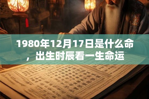 1980年12月17日是什么命，出生时辰看一生命运