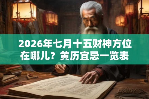 2026年七月十五财神方位在哪儿？黄历宜忌一览表