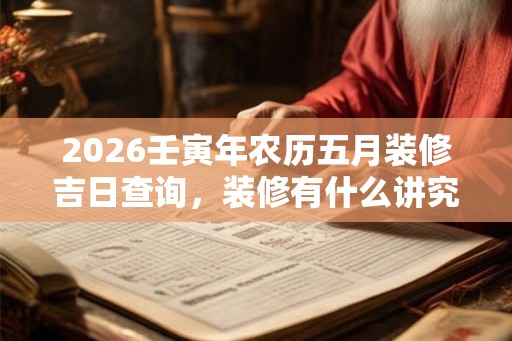 2026壬寅年农历五月装修吉日查询，装修有什么讲究？