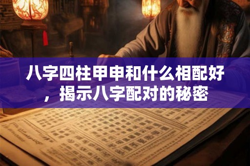 八字四柱甲申和什么相配好，揭示八字配对的秘密