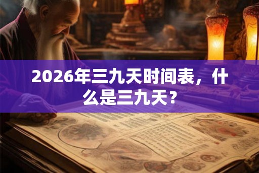 2026年三九天时间表，什么是三九天？