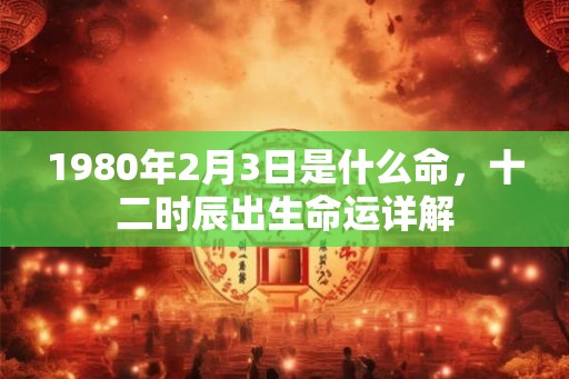 1980年2月3日是什么命，十二时辰出生命运详解