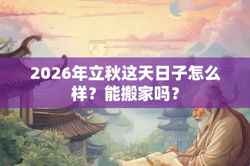 2026年立秋这天日子怎么样？能搬家吗？