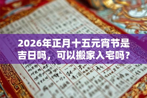 2026年正月十五元宵节是吉日吗，可以搬家入宅吗？
