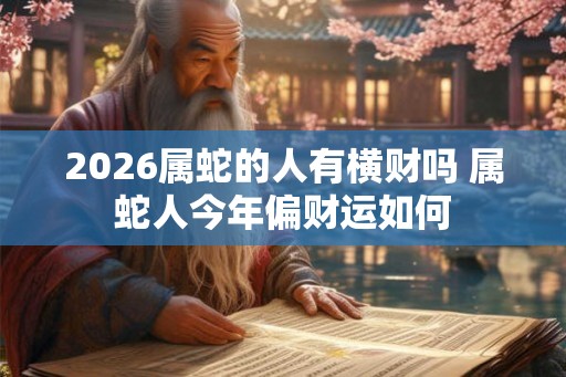 2026属蛇的人有横财吗 属蛇人今年偏财运如何