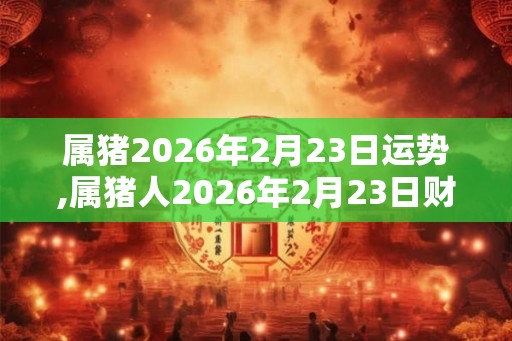 属猪2026年2月23日运势,属猪人2026年2月23日财运,生肖猪2026年2月23日运势