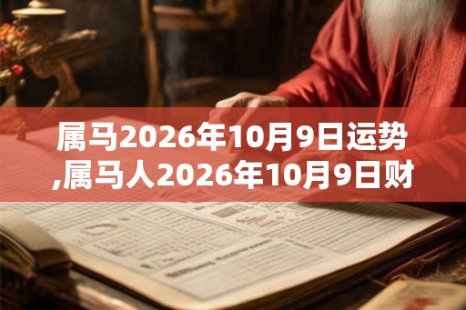 属马2026年10月9日运势,属马人2026年10月9日财运,生肖马2026年10月9日运势