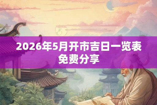 2026年5月开市吉日一览表免费分享