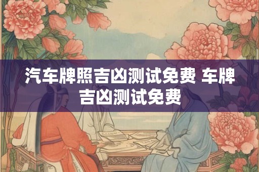 汽车牌照吉凶测试免费 车牌吉凶测试免费
