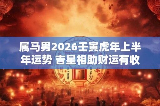 属马男2026壬寅虎年上半年运势 吉星相助财运有收获