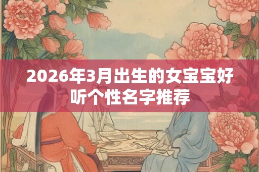 2026年3月出生的女宝宝好听个性名字推荐