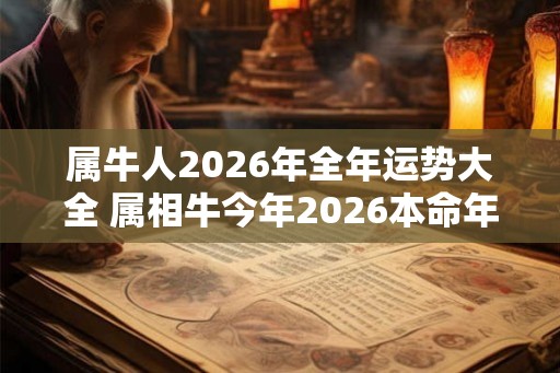 属牛人2026年全年运势大全 属相牛今年2026本命年命运怎么样