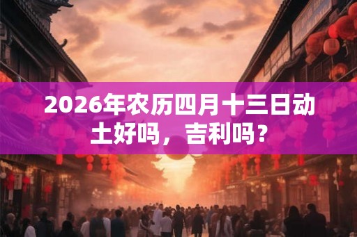 2026年农历四月十三日动土好吗，吉利吗？