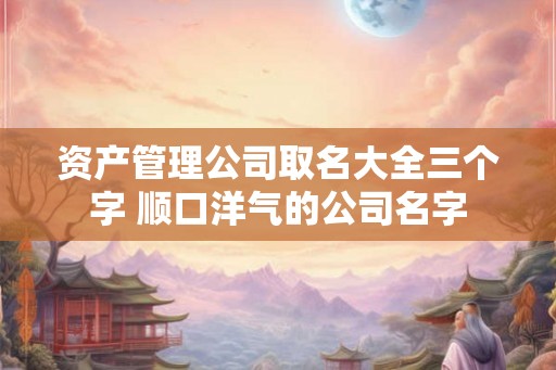 资产管理公司取名大全三个字 顺口洋气的公司名字