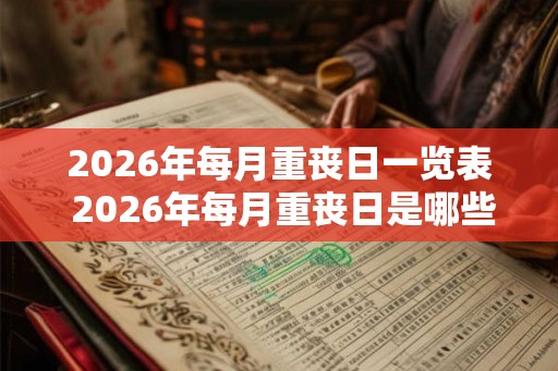 2026年每月重丧日一览表 2026年每月重丧日是哪些