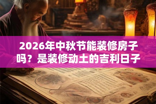 2026年中秋节能装修房子吗？是装修动土的吉利日子吗？