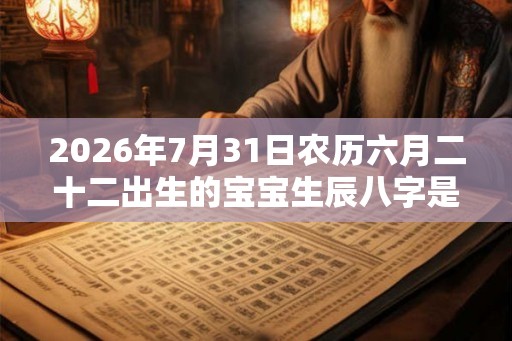 2026年7月31日农历六月二十二出生的宝宝生辰八字是什么