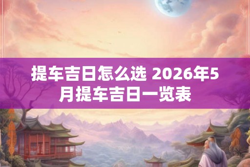 提车吉日怎么选 2026年5月提车吉日一览表