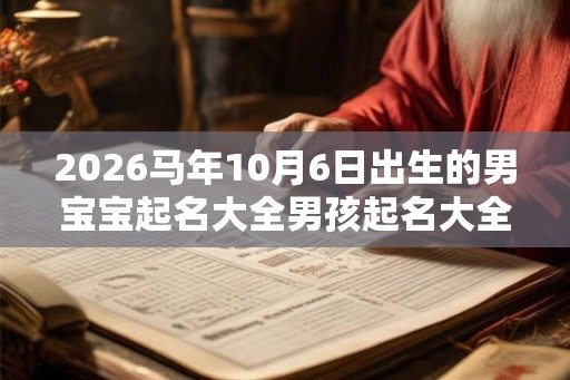 2026马年10月6日出生的男宝宝起名大全男孩起名大全