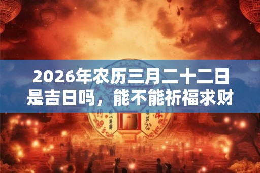 2026年农历三月二十二日是吉日吗，能不能祈福求财？