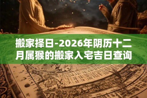 搬家择日-2026年阴历十二月属猴的搬家入宅吉日查询