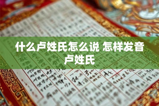 什么卢姓氏怎么说 怎样发音卢姓氏