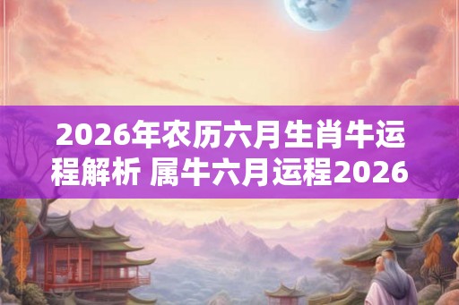 2026年农历六月生肖牛运程解析 属牛六月运程2026