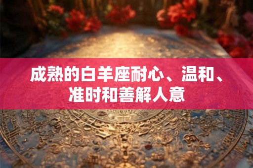 成熟的白羊座耐心、温和、准时和善解人意 成熟的白羊座耐心、温和、准时和善解人意