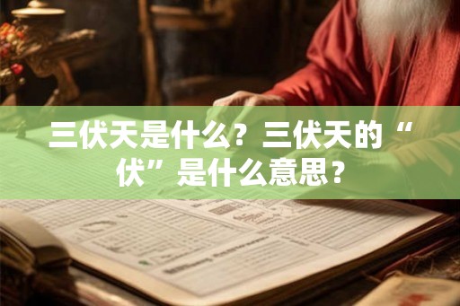 三伏天是什么？三伏天的“伏”是什么意思？