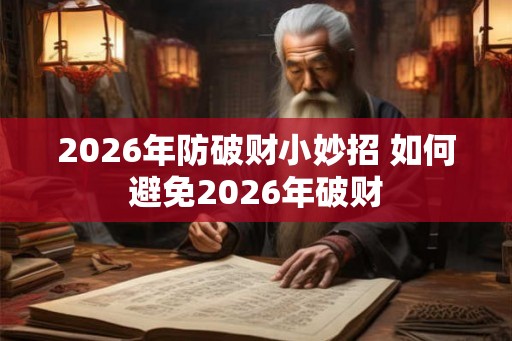 2026年防破财小妙招 如何避免2026年破财