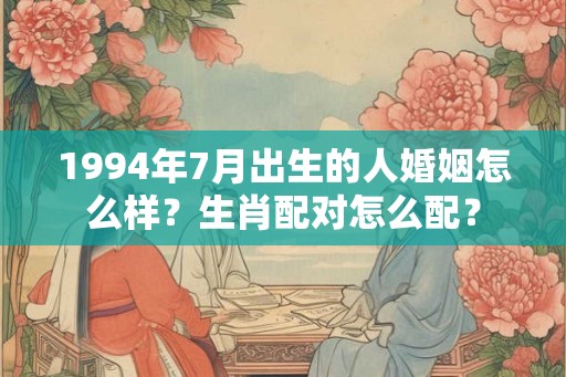 1994年7月出生的人婚姻怎么样？生肖配对怎么配？