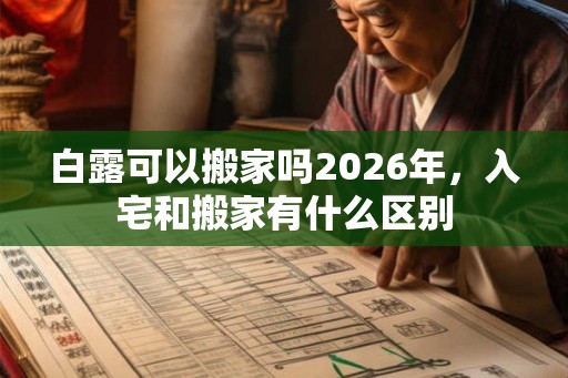 白露可以搬家吗2026年，入宅和搬家有什么区别