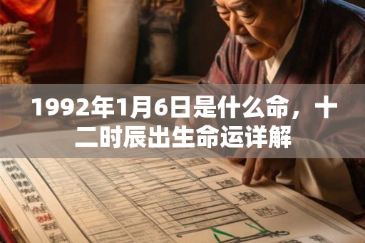 1992年1月6日是什么命，十二时辰出生命运详解
