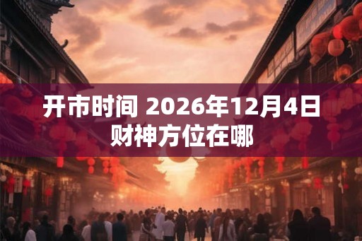 开市时间 2026年12月4日财神方位在哪