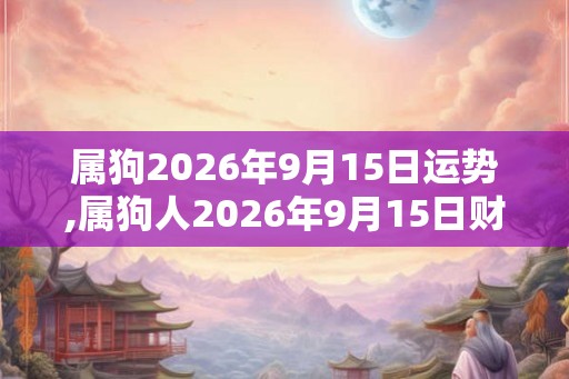 属狗2026年9月15日运势,属狗人2026年9月15日财运,生肖狗2026年9月15日运势