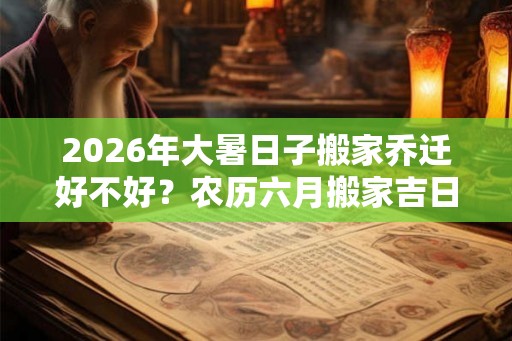 2026年大暑日子搬家乔迁好不好？农历六月搬家吉日有哪些？