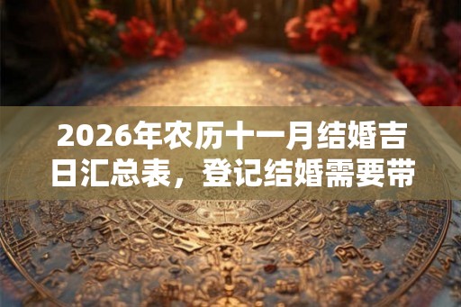 2026年农历十一月结婚吉日汇总表,登记结婚需要带什么? 2026年农历十一月结婚吉日汇总表,登记结婚需要带什么?
