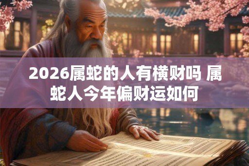2026属蛇的人有横财吗 属蛇人今年偏财运如何