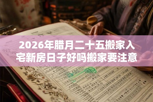 2026年腊月二十五搬家入宅新房日子好吗搬家要注意的事！