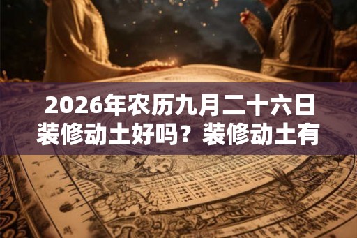 2026年农历九月二十六日装修动土好吗？装修动土有什么忌讳？